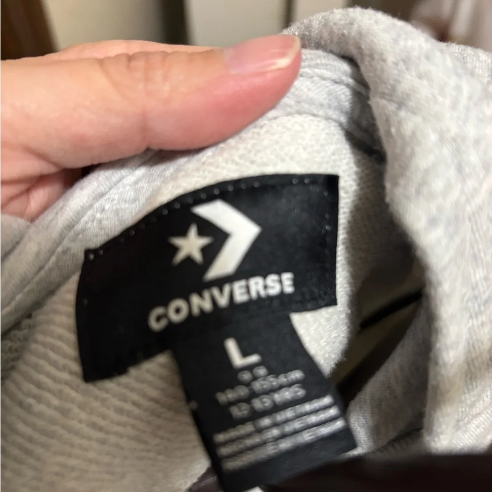 Converse Girls Large (12-13) Grey Hoodie | All Star Chuck Taylor Logo | EUC - Picture 2 of 3